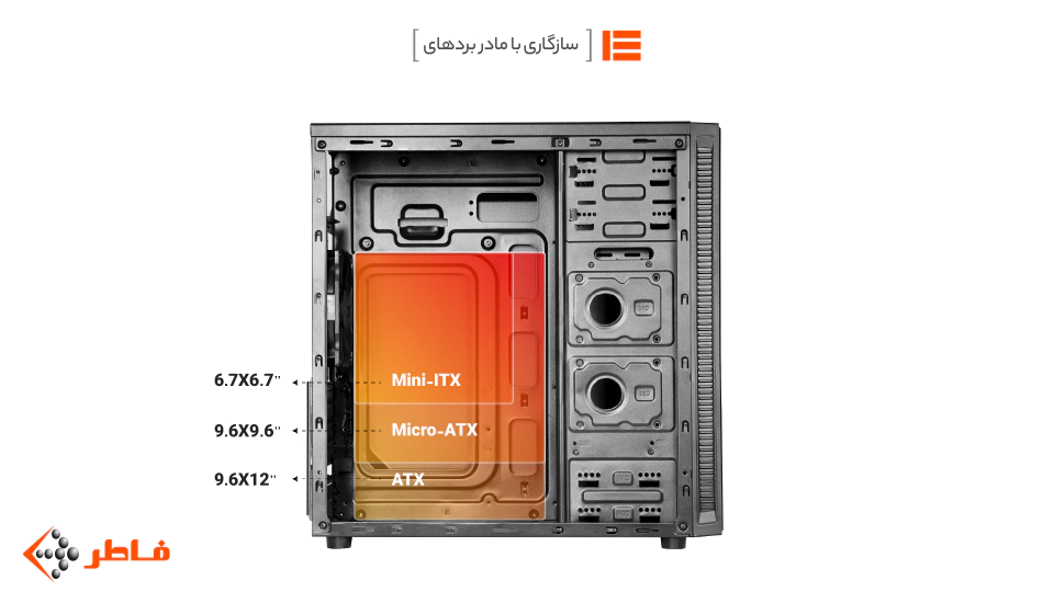 جایگاه مادربرد کیس کامپیوتر Mid Tower فاطر مدل Fater F-3301